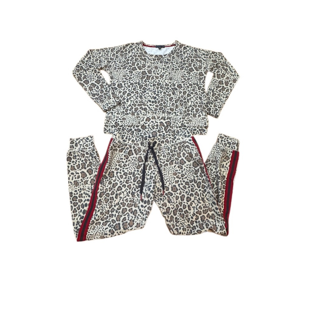 P.J. Salvage Animal Print Pajama Set with Red Trim PO Size XS Women’s